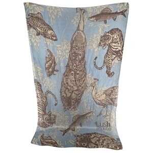Mulco Lush Watch Oversized Scarf Wrap Blue Tiger Peacock Fish Animal Print 3'x5'